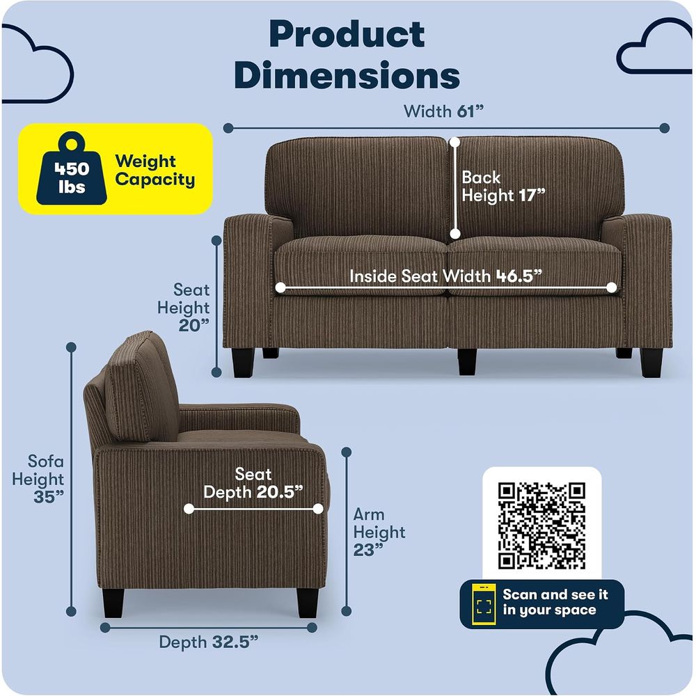 パリセーデス 61インチ トラックアームソファ、イージーケア - Office Furniture Removal のレビューと価格